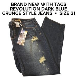 Revolution Dark Blue Grunge Style Jeans